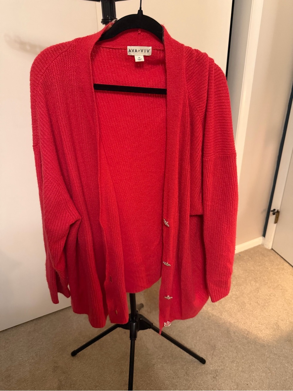 Ava & Viv Pink Open-Front Knit Cardigan